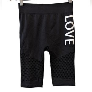 OPPA Black LOVE Biker Shorts with netting on the front legs Size S/M